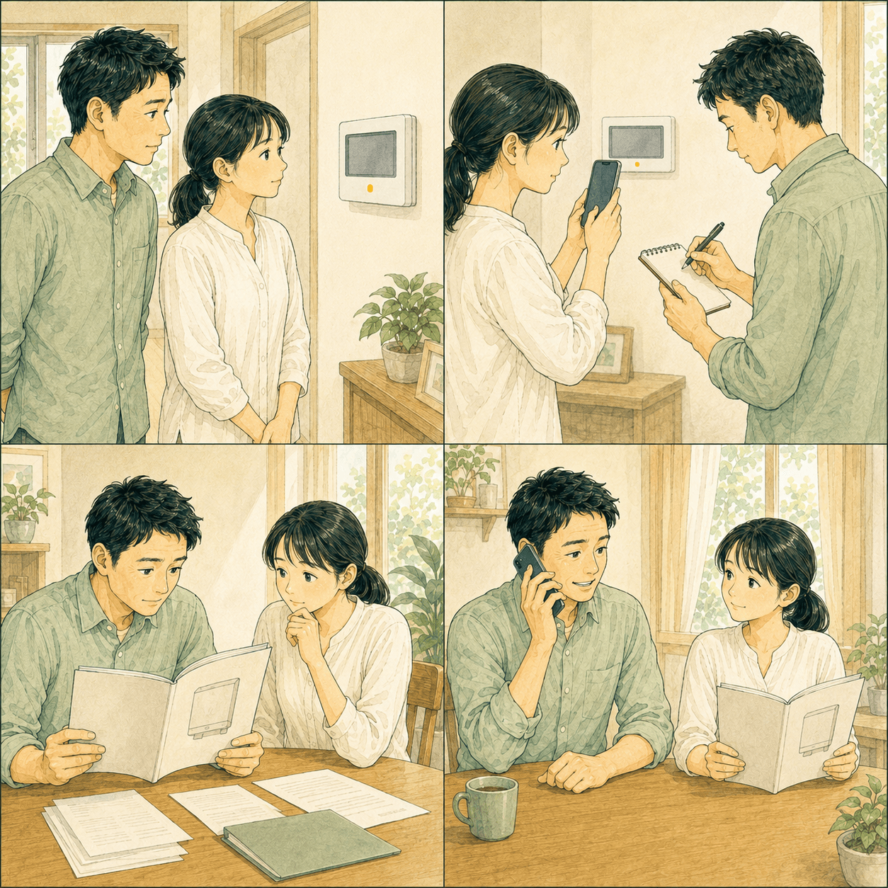 太陽光の表示の変化に気づく夫婦